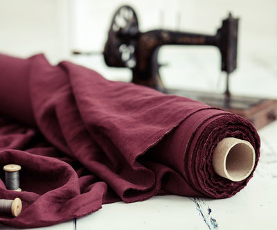 2pc-Natural Irish Linen-Burgundy-CL147382