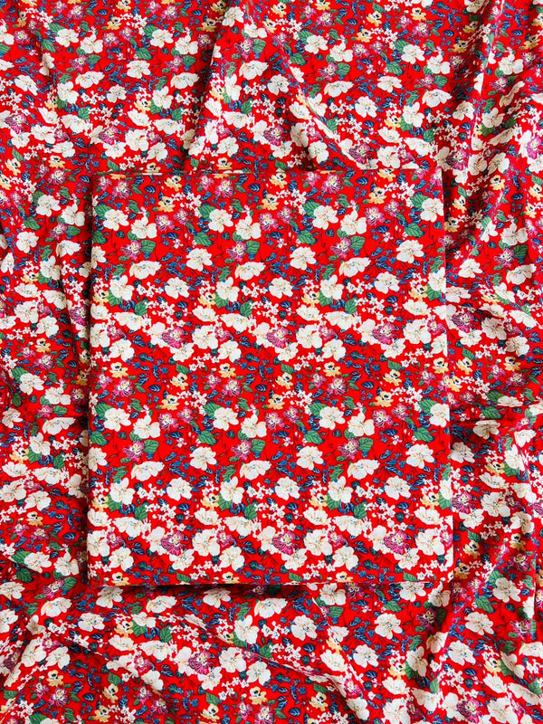 Bright Red Floral - Unstitched Lawn 1003