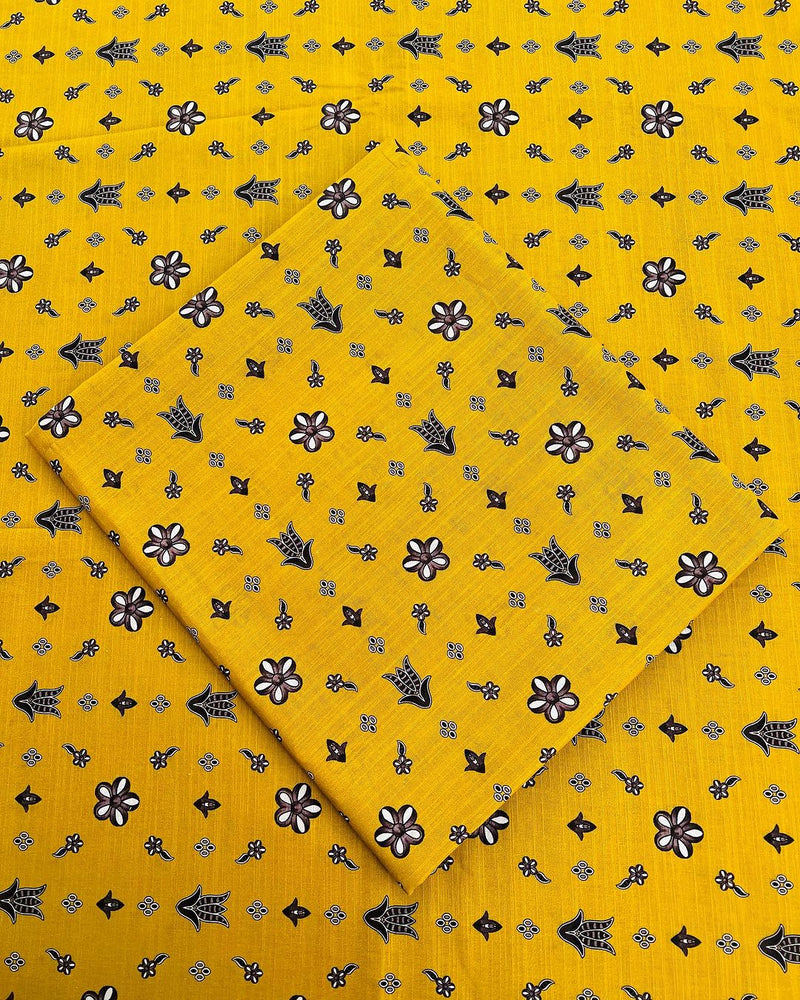 Elegant Mustard Floral - Unstiched Khaddar