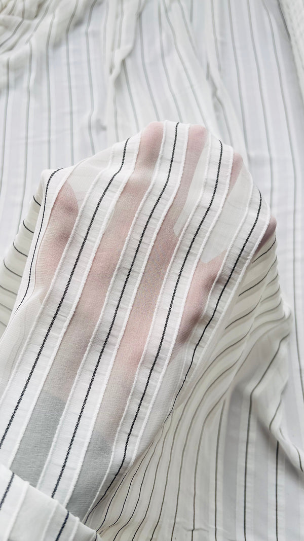 Off White Stripes Chiffon fabric-DP27915