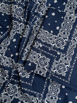 Premium Navy Blue - Unstitched Lawn 1045