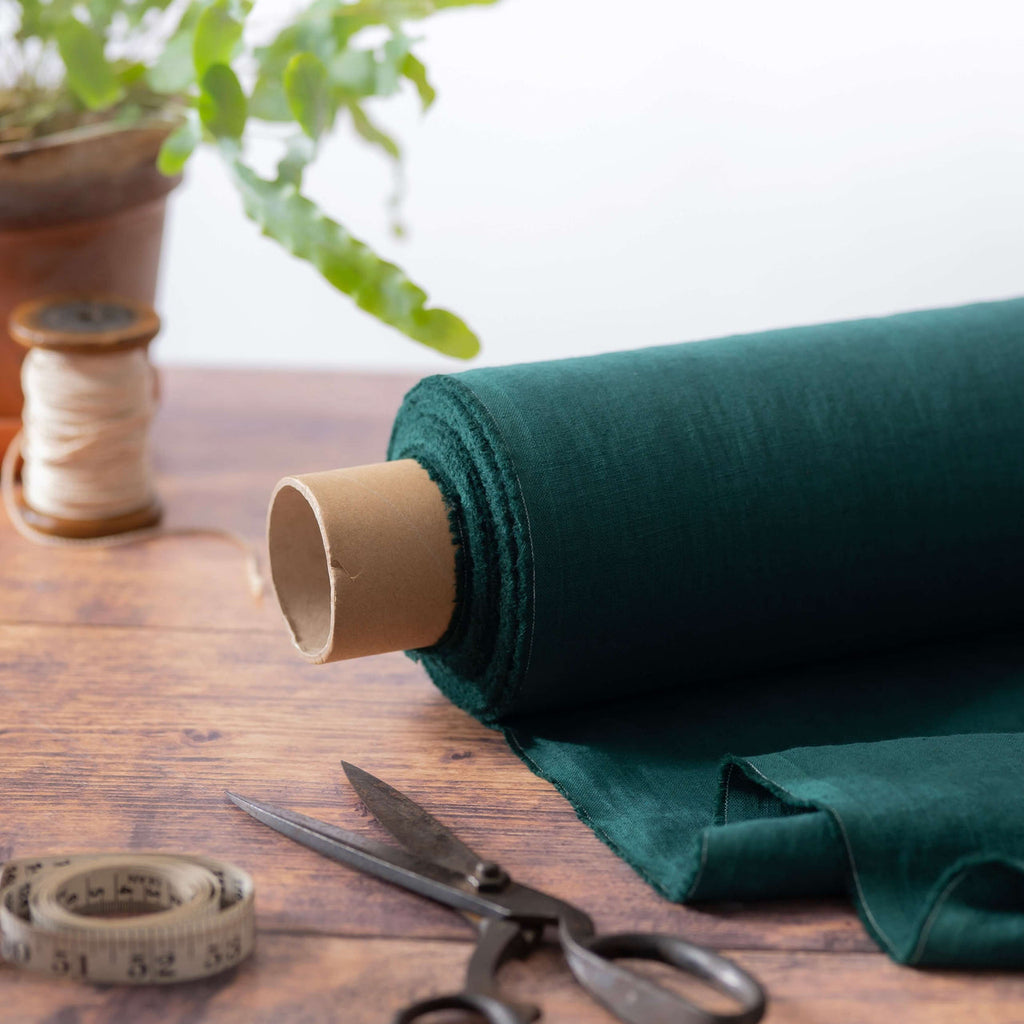 2pc-Natural Linen-Dark Forest Green-CL55561993