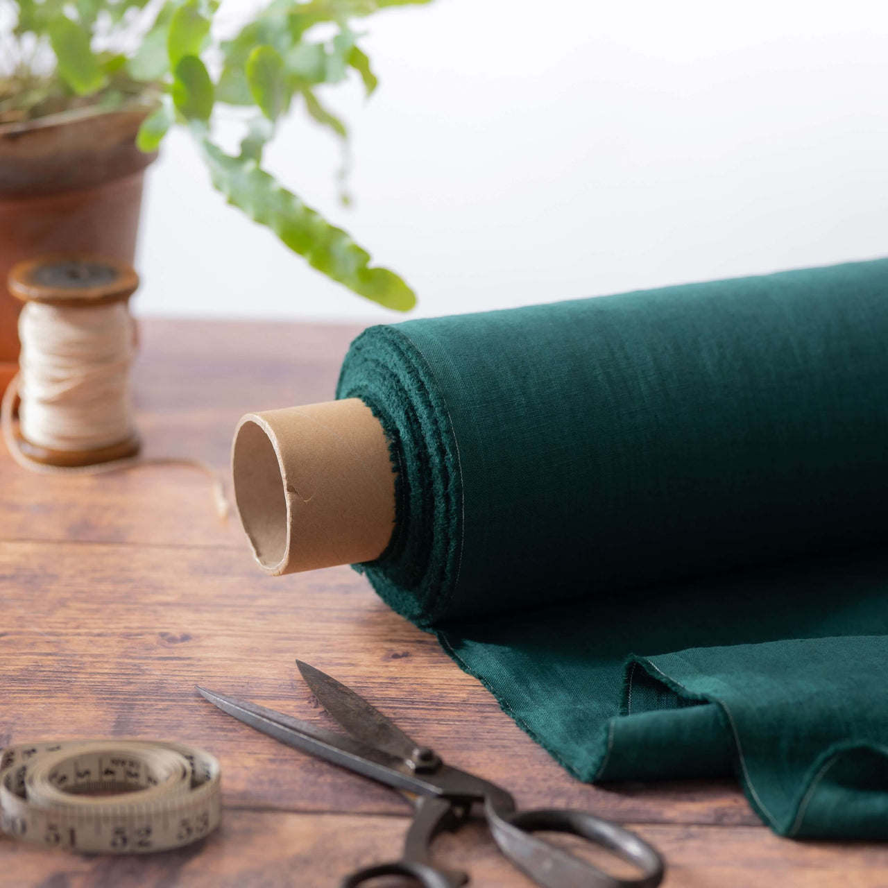2pc-Natural Linen-Dark Forest Green-CL55561993