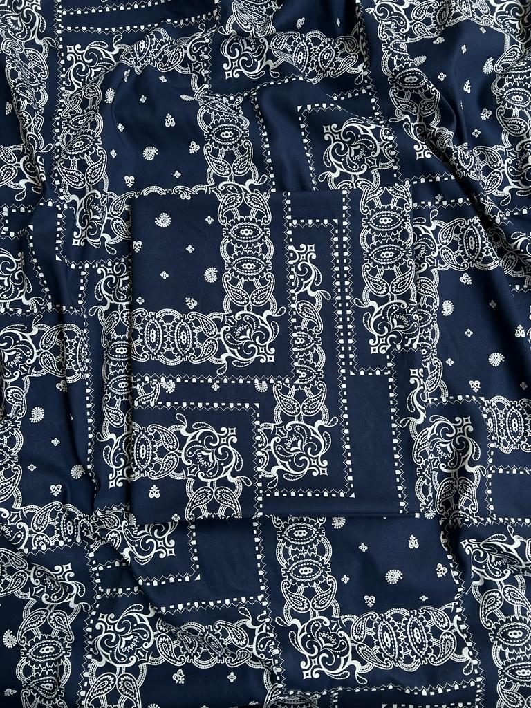 Premium Navy Blue - Unstitched Lawn 1045