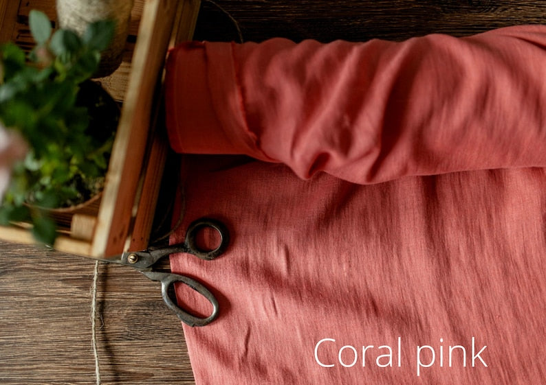 2pc-Natural Irish Linen-Coral Pink-CL1441037