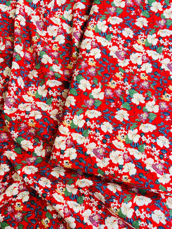 Bright Red Floral - Unstitched Lawn 1003