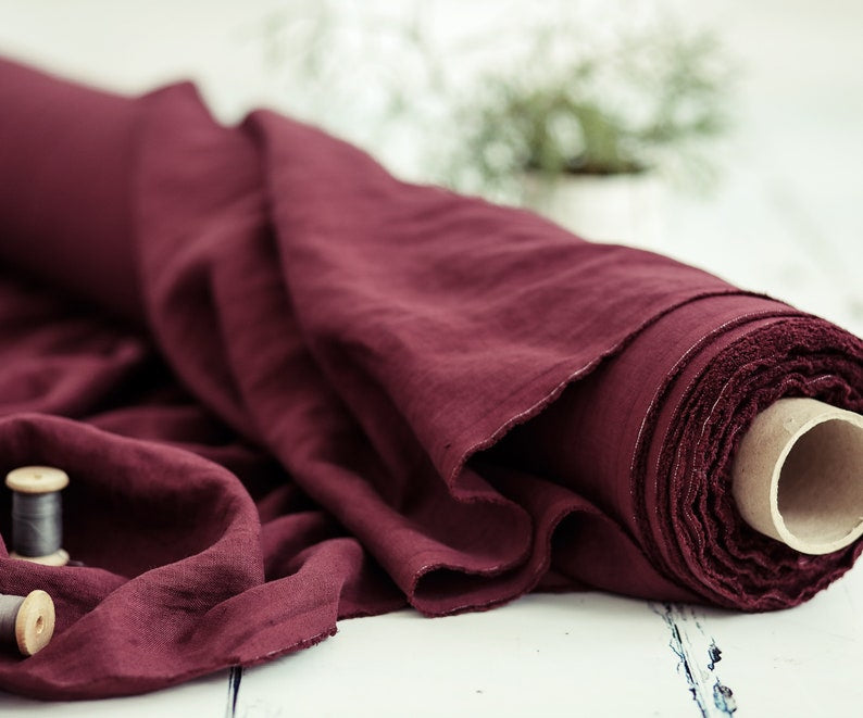 2pc-Natural Irish Linen-Burgundy-CL147382