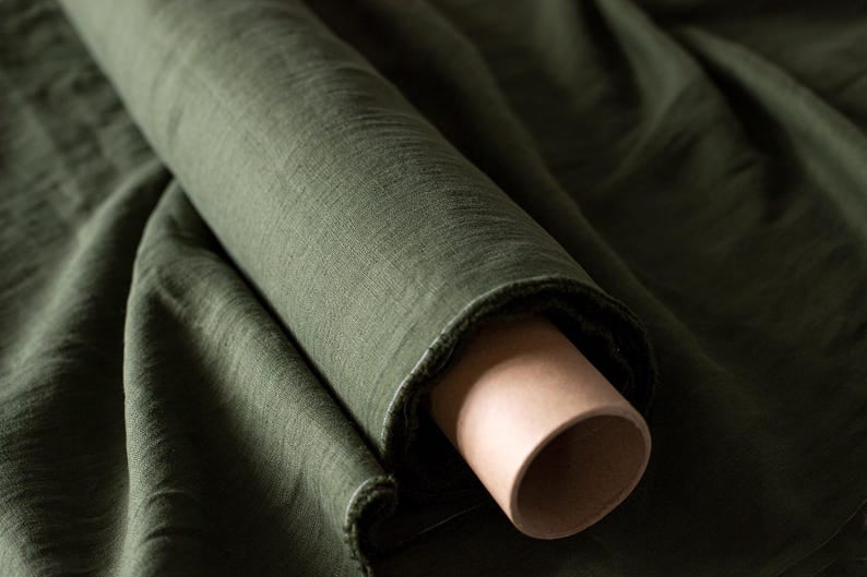 2pc-Natural Irish Linen-Dark Green-CL141666
