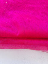 Shocking Pink Glittered Net Fabric