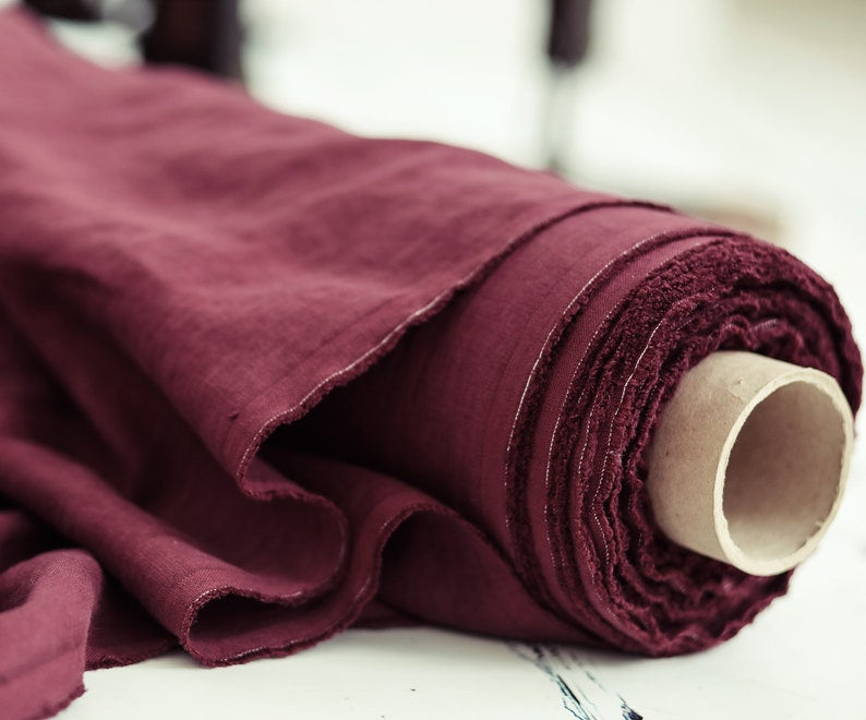 2pc-Natural Irish Linen-Burgundy-CL147382