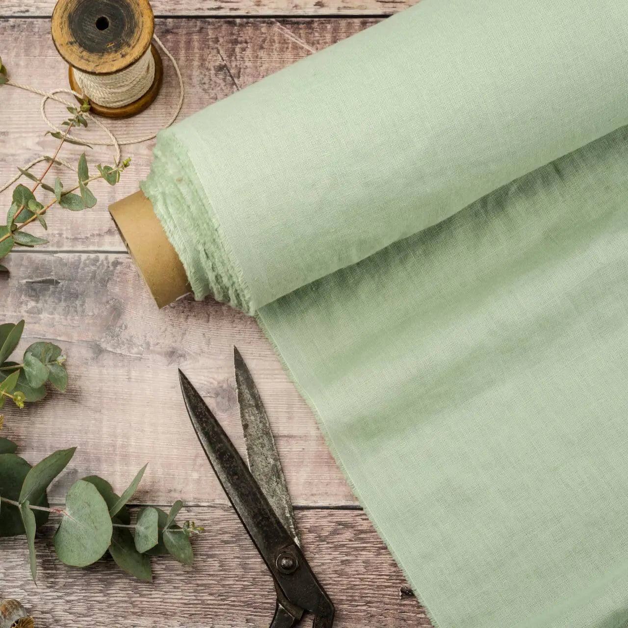 2pc-Natural Irish Linen-Cool Light Green-CL6663678
