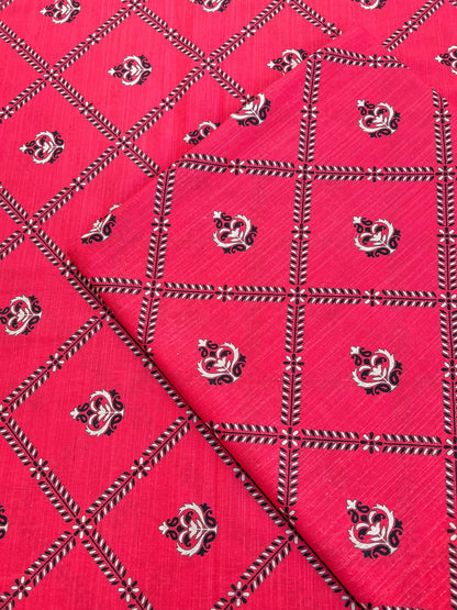 Rose Red Digital Print - Unstitched Khaddar