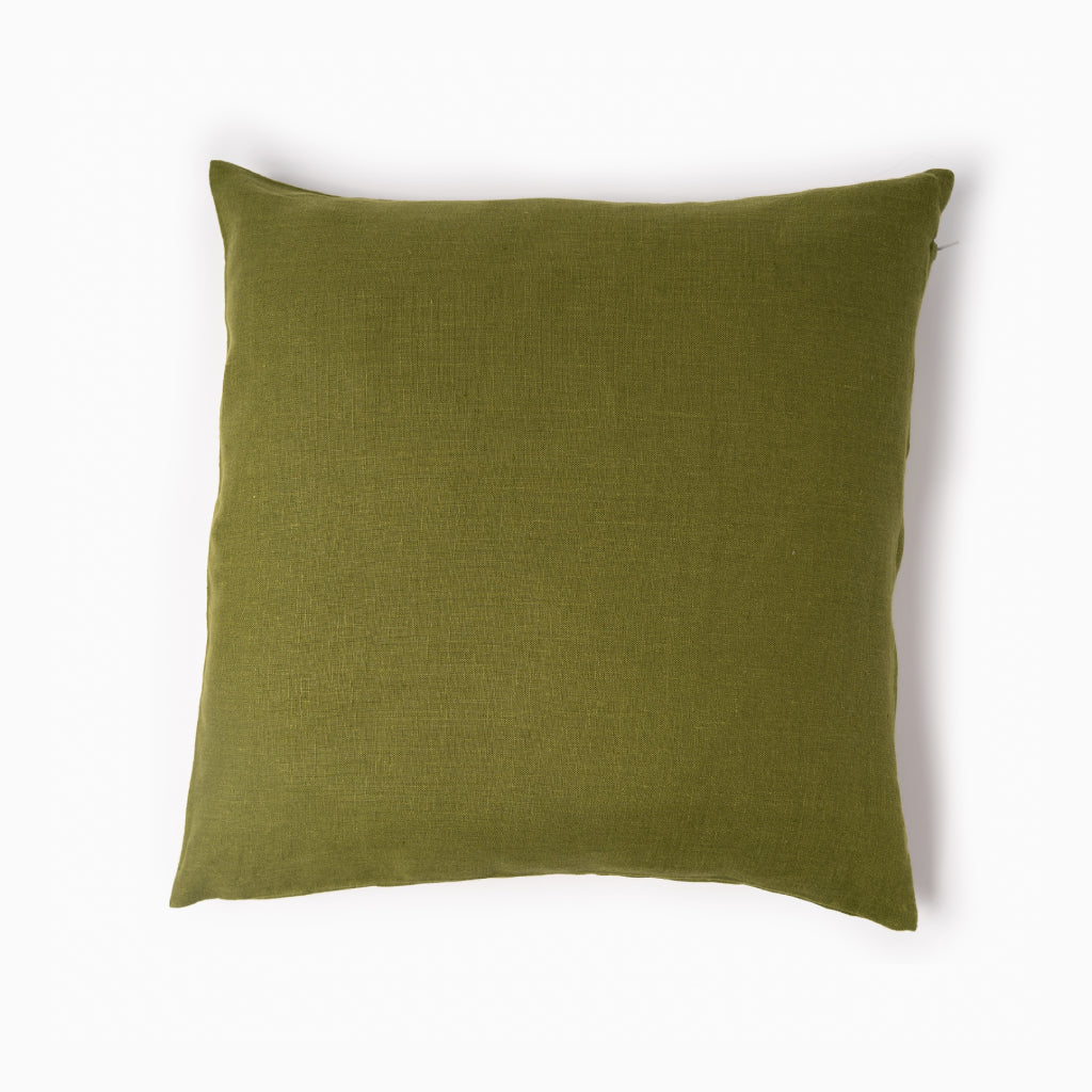 Moss Green Linen Cushion Cover