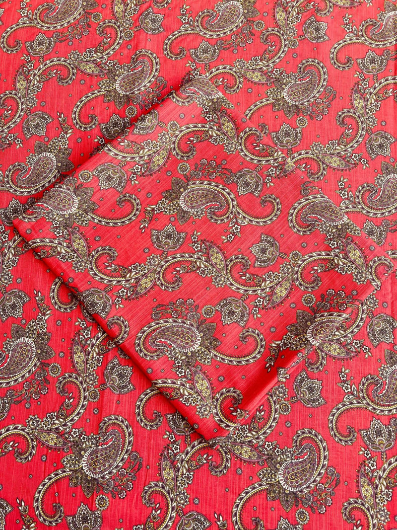 Rose Red Cultural Legacy - Unstitched Khaddar - Shirt