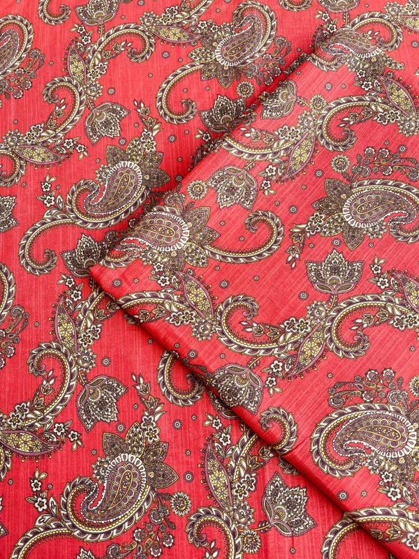 Rose Red Cultural Legacy - Unstitched Khaddar - Shirt