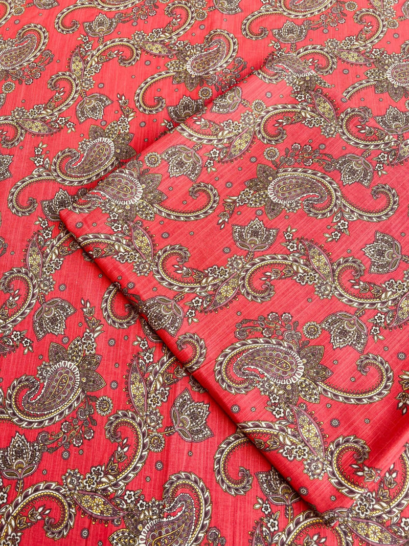 Rose Red Cultural Legacy - Unstitched Khaddar - Shirt