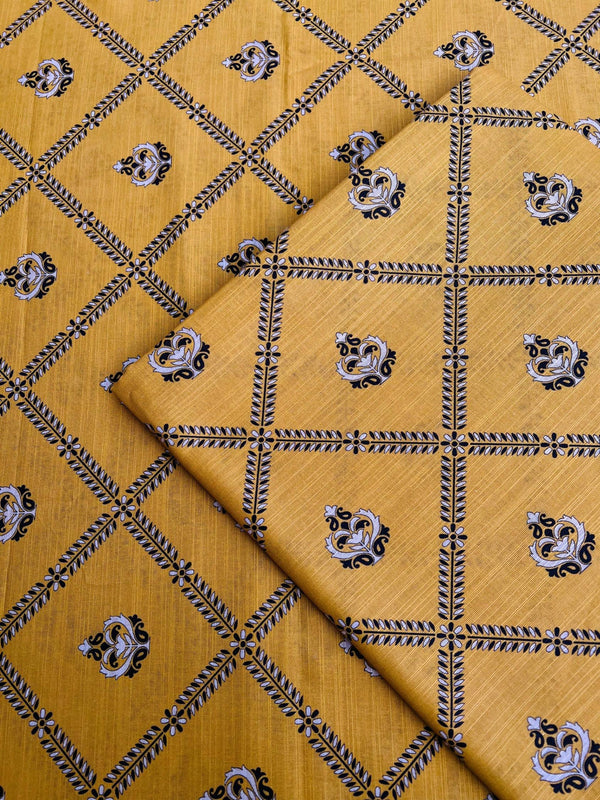 Light Mustard Digital Print - Unstitched Khaddar