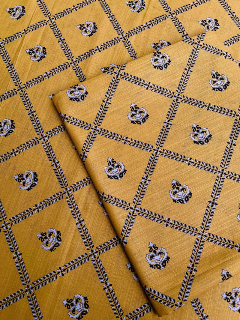 Light Mustard Digital Print - Unstitched Khaddar