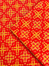 Bright Delight: Orange Base Starry Yellow Print - Unstitched Khaddar