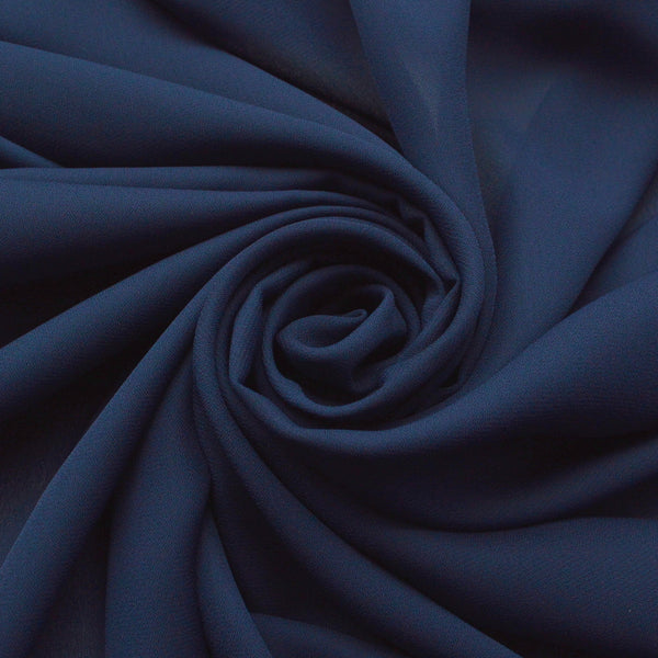 Color-Plain Navy Blue Crinkle Georgette