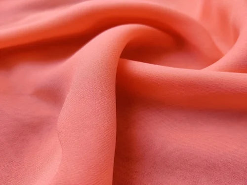 Color-Plain Peach Crinkle Georgette